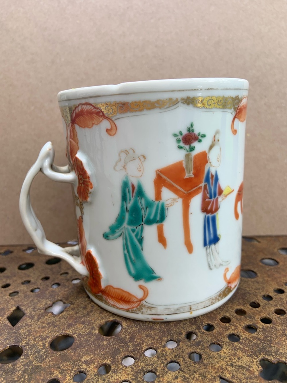 Chinese Famille Handpainted Porcelain Mug